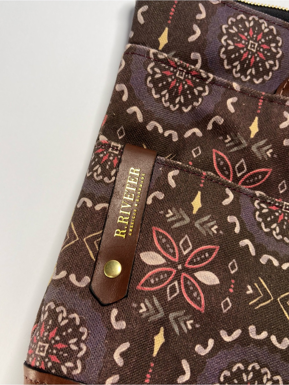 R. Riveter Brown Floral Print Crossbody Bag